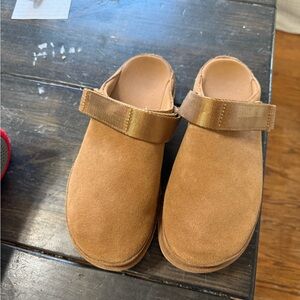 UGG Brown Suede Mules with Strap